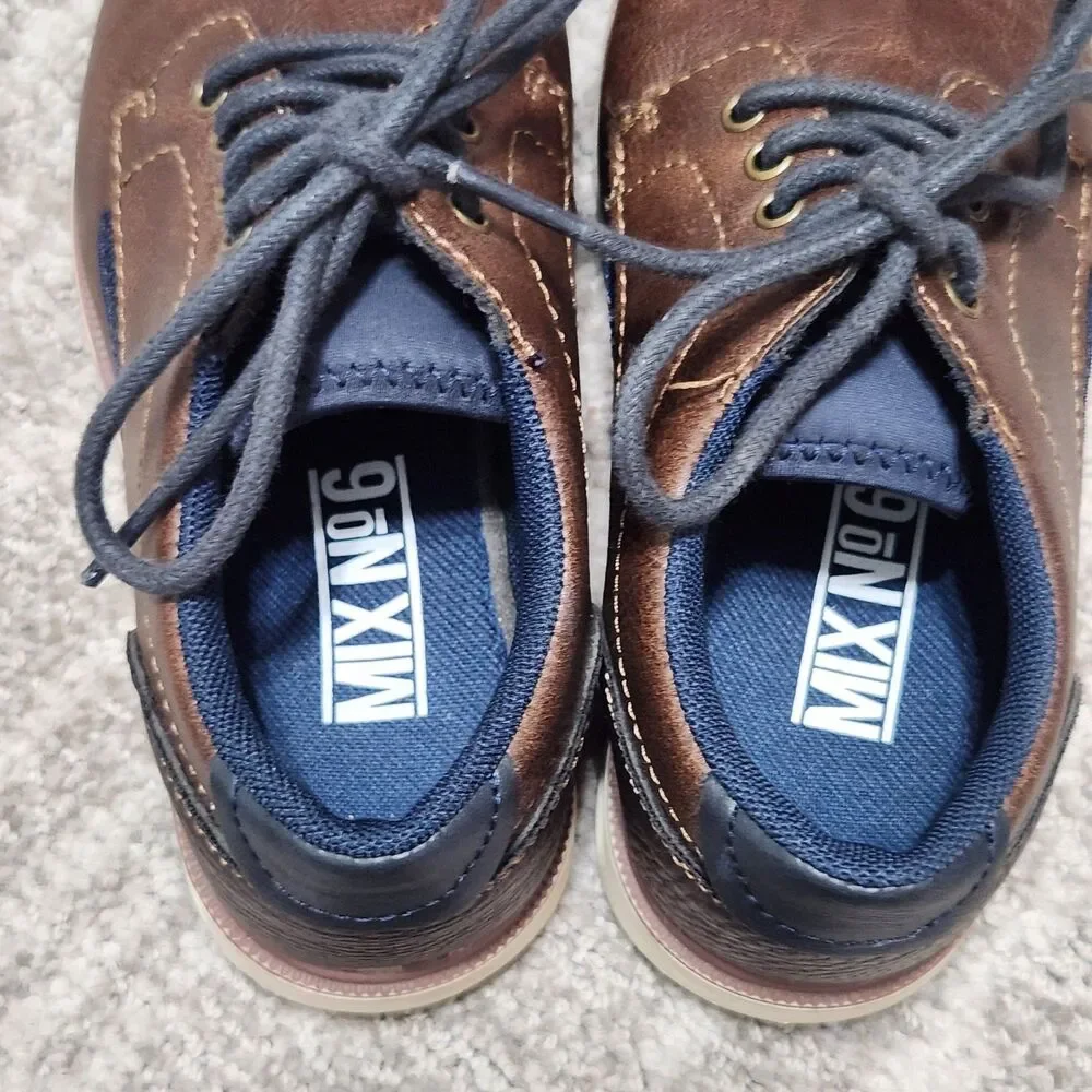 Mix No. 6 boy's youth Cole oxford dress shoes brown blue size 1